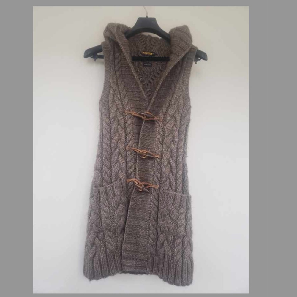 Ralph Lauren Rugby Hand Knit Hooded Sweater Vest Size XS